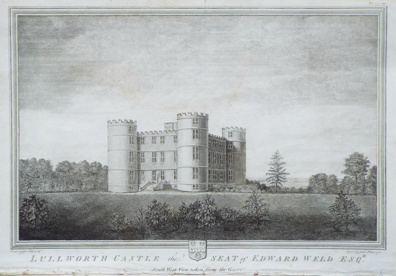 Print - Lullworth Castle the Seat of Edward Weld Esqr. South West View taken from the Grove - Basire