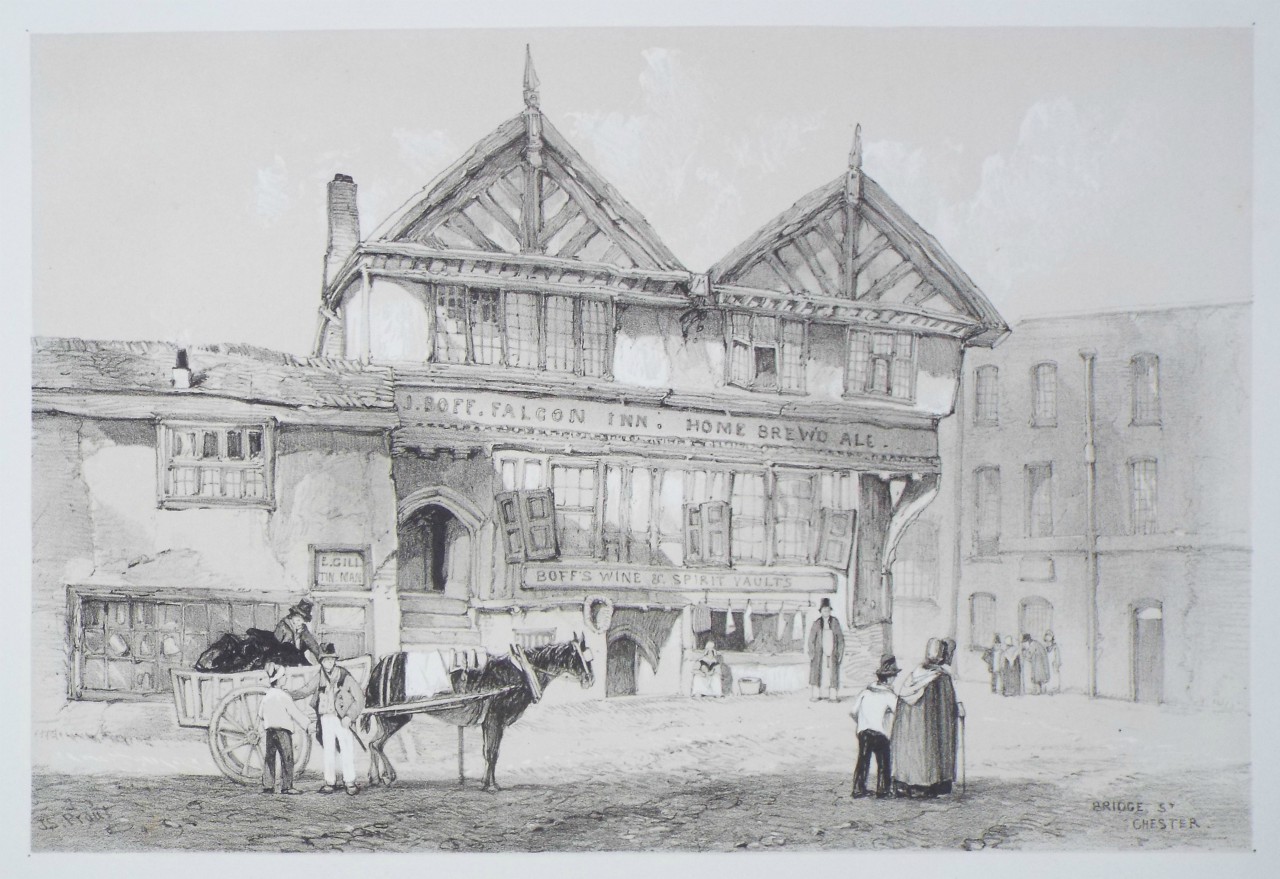 Lithograph - Bridge St. Chester - Prout