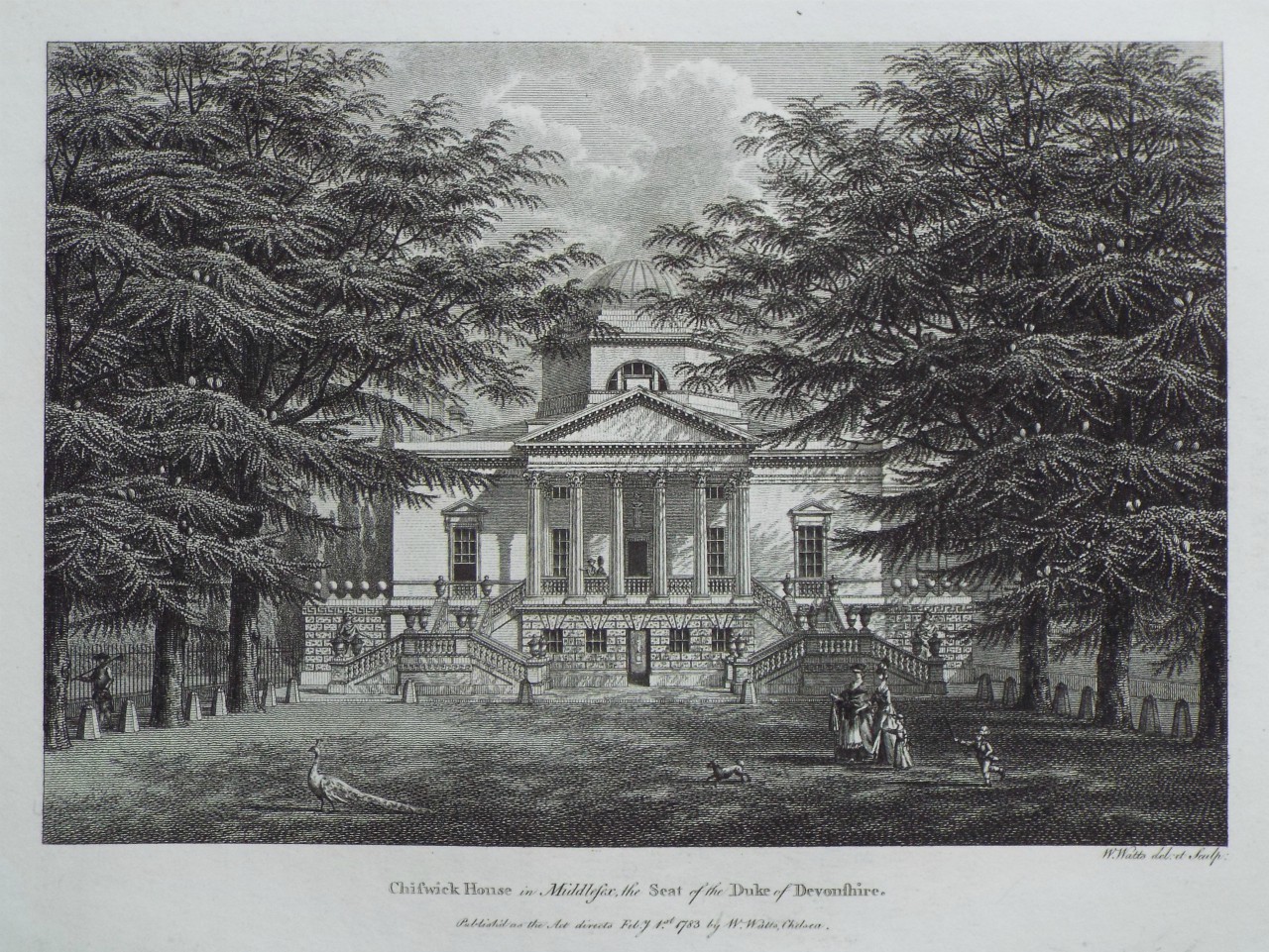 Print - Chiswick House in Middlesex, the Seat of the Duke of Devonshire. - Watts