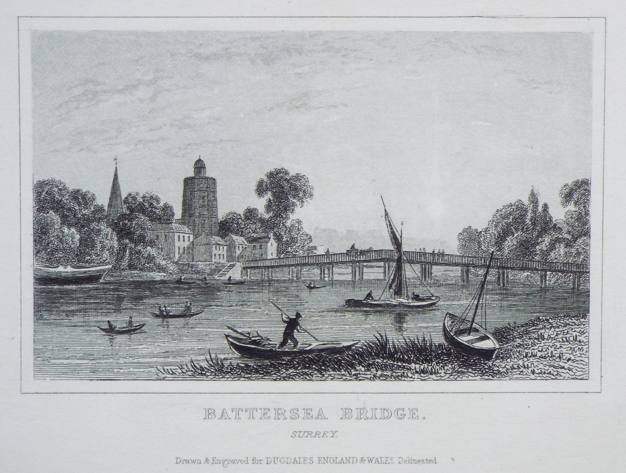 Print - Battersea Bridge. Surrey.