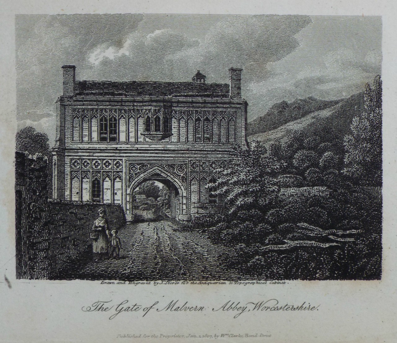 Print - The Gate of Malvern Abbey, Worcestershire. - Storer