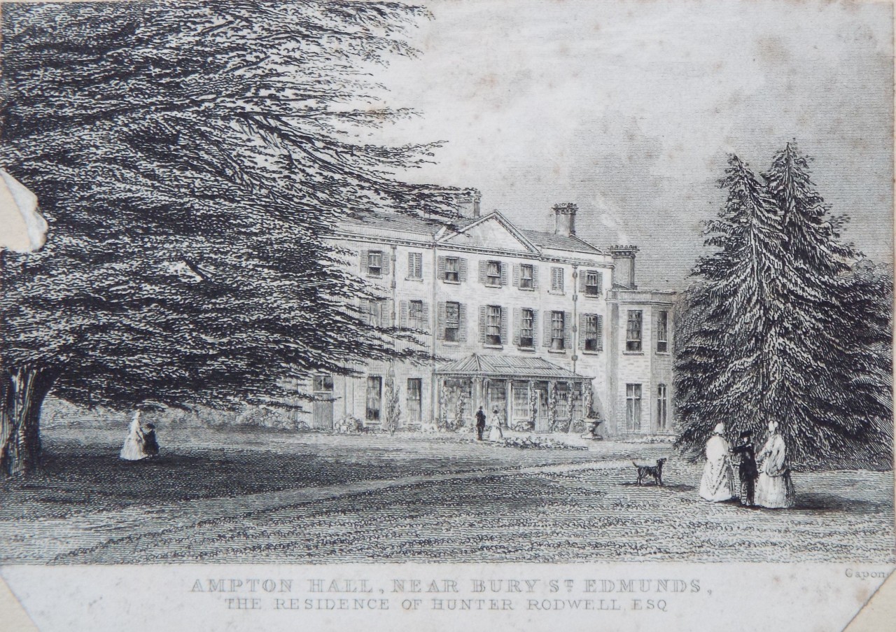 Print - Ampton Hall, near Bury St. Edmunds. The Residence of Hunter Rodwell Esq. - 