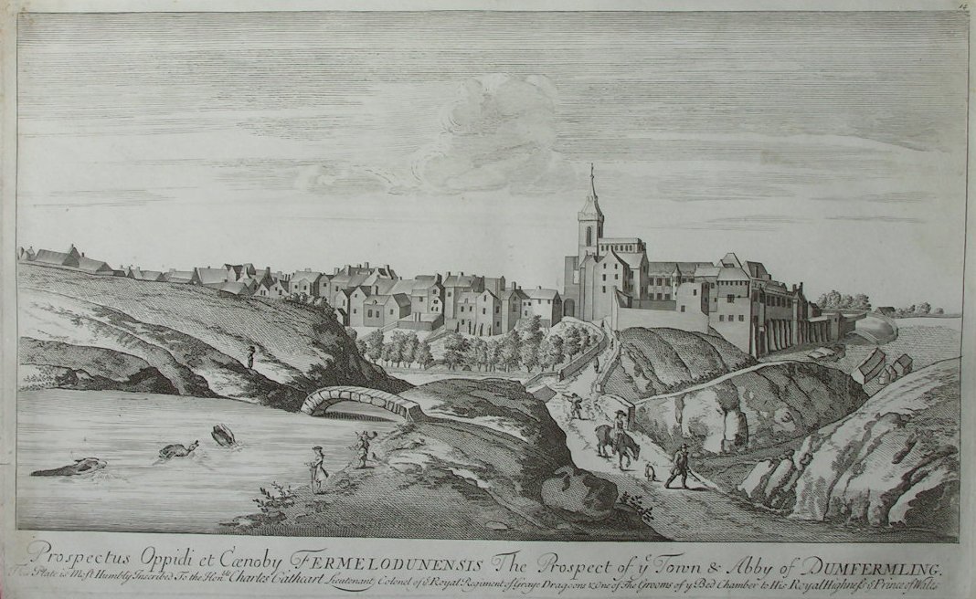 Print - Prospectus Oppidi et Caenoby Fermelodunensis The Prospect of ye Town & Abby of Dumfermling