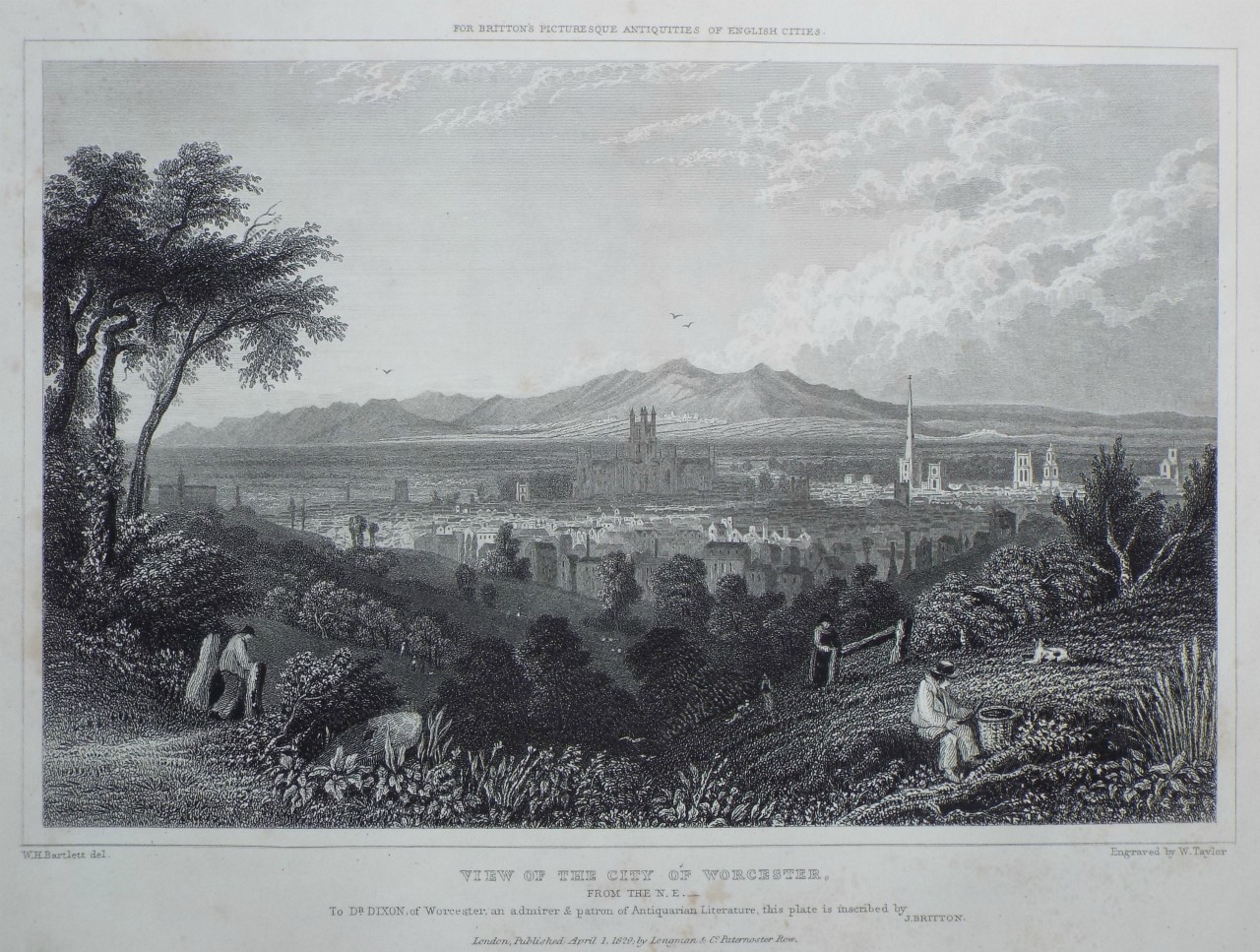 Print - View of the City of Worcester, from the N.E. - Taylor