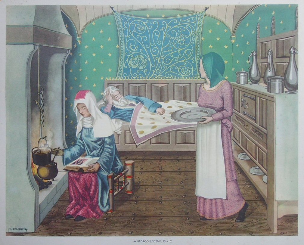 Lithograph - 42 A Bedroom Scene, 15th C.