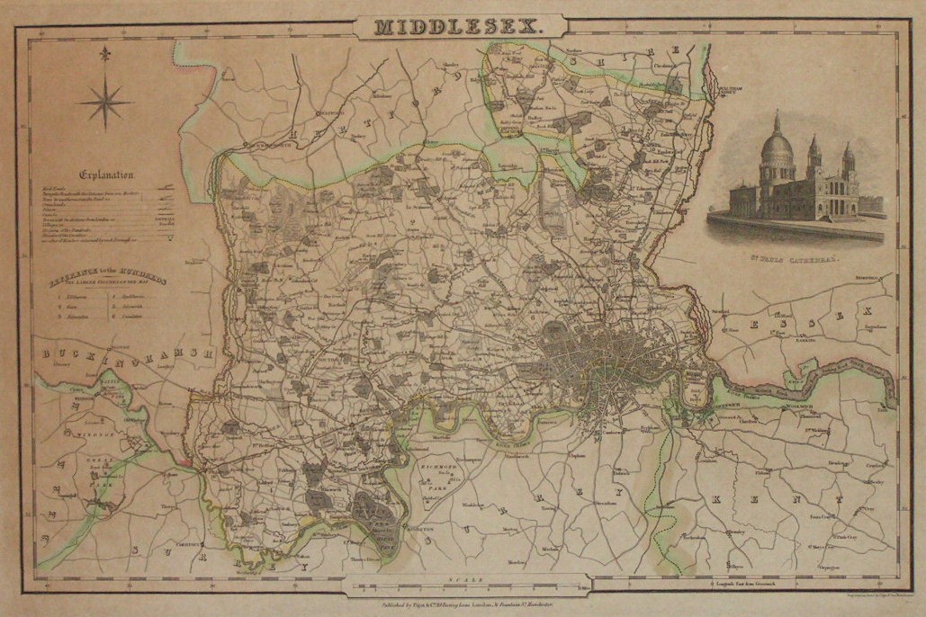 Map of Middlesex - Pigot