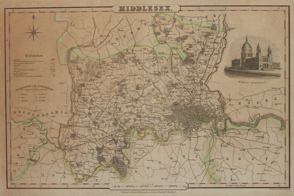 Map of Middlesex - Pigot