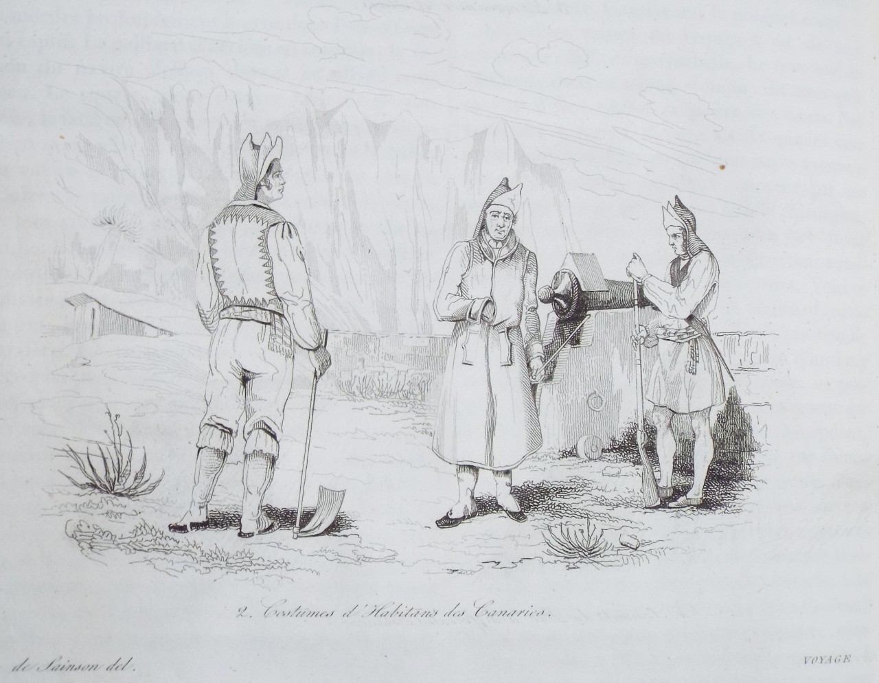 Etching - Costumes d'Habitants des Canaries. - Sainson
