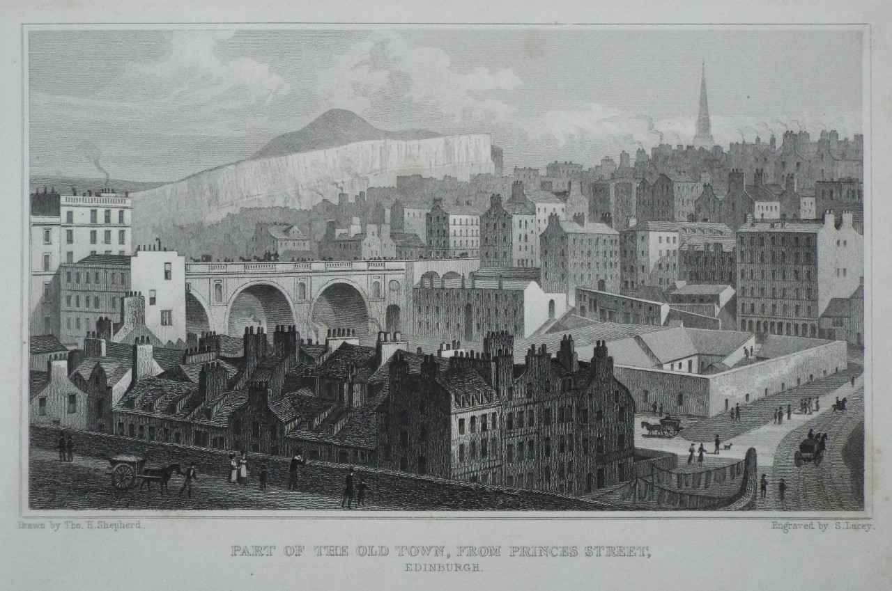 Print - Part of the Old Town, from Princes Street, Edinburgh. - Lacey