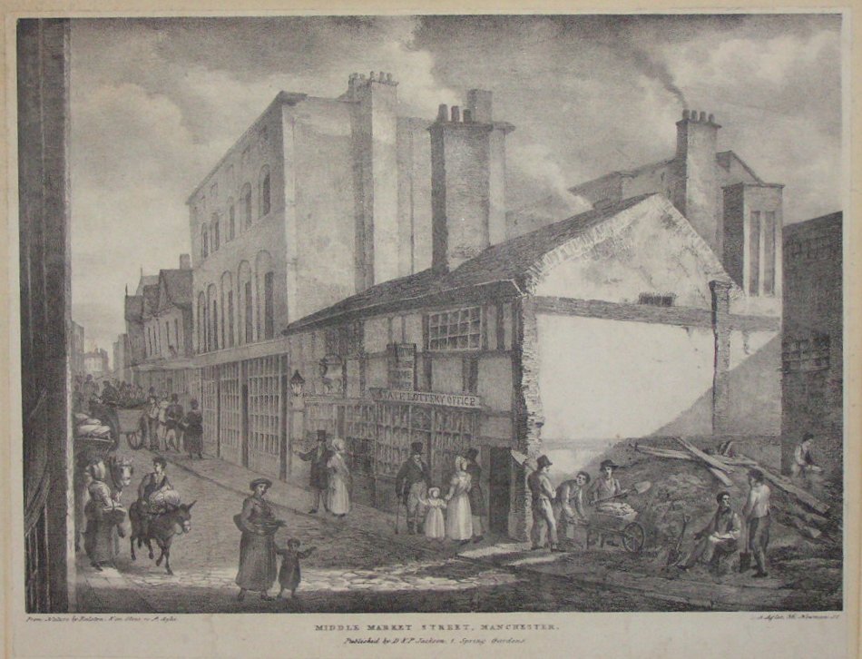 Lithograph - Middle Market Street, Manchester - Aglio