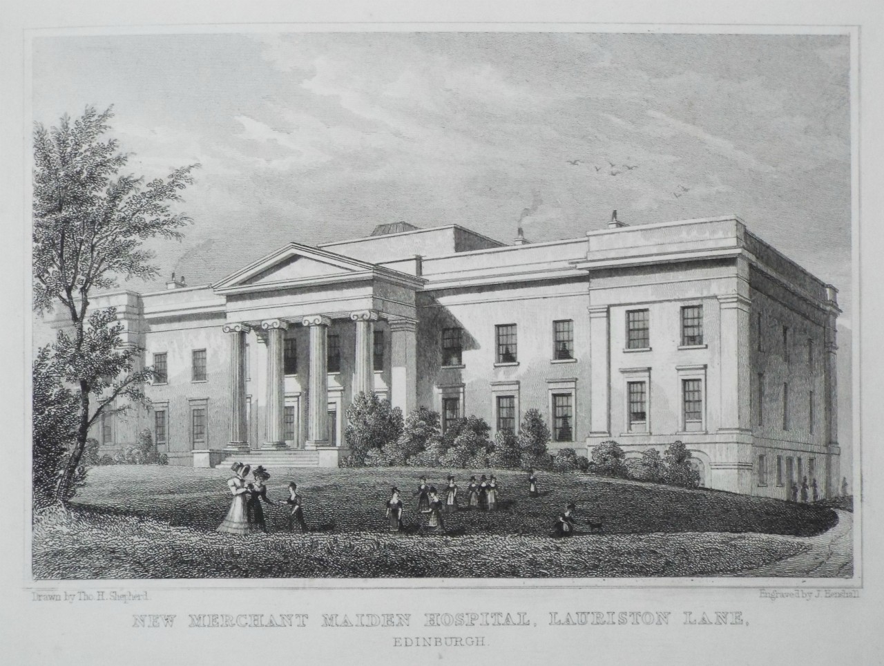 Print - The Merchant Maiden Hospital, Lauriston Lane, Edinburgh. - Henshall