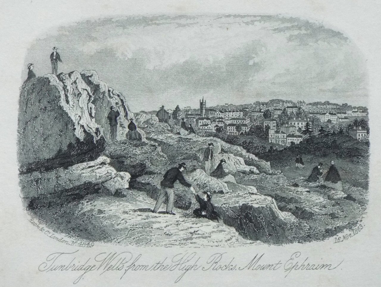 Steel Vignette - Tunbridge Wells, from the High Rocks, Mount Ephraim. - Rock