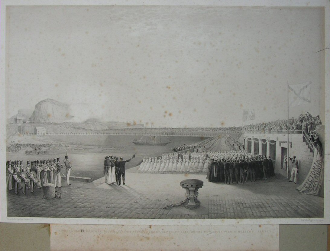 Lithograph - (The arrival of the Royal party at Victoria Harbour)
