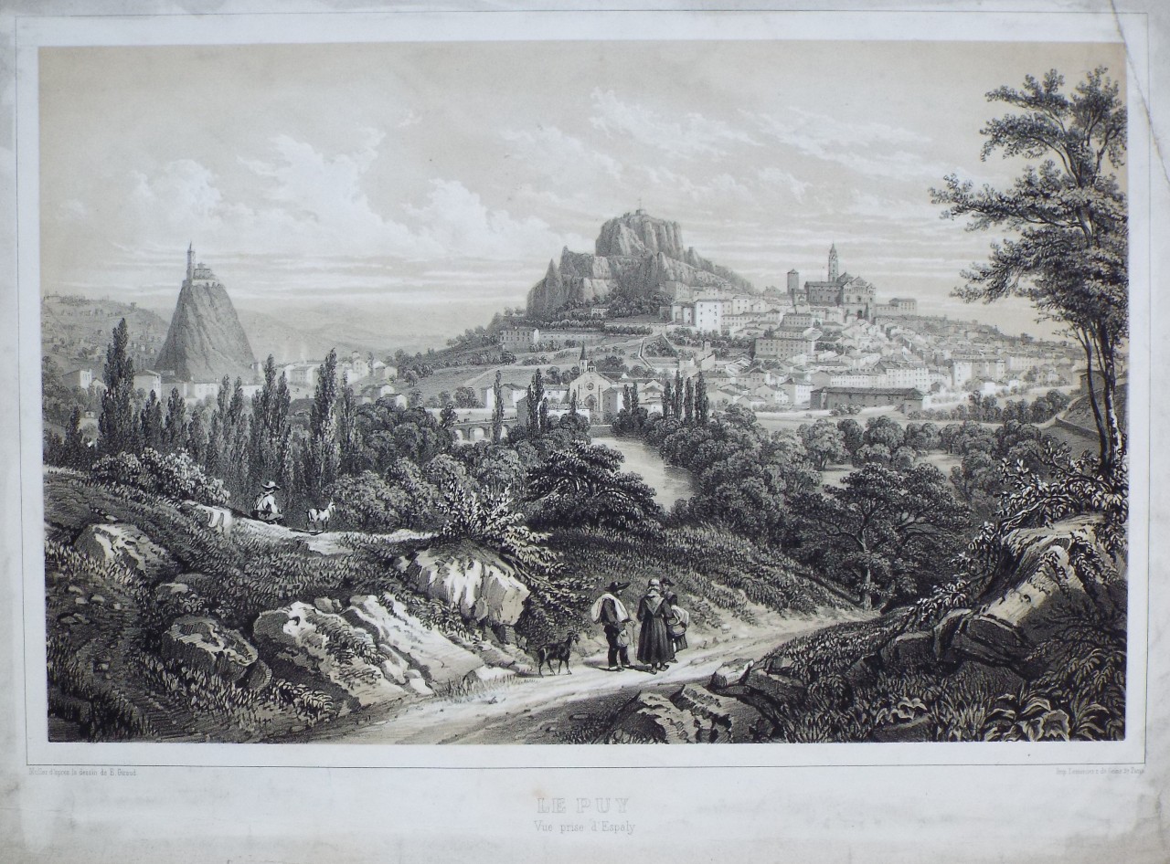 Lithograph - Le Puy Vue Prise d'Espaly - 