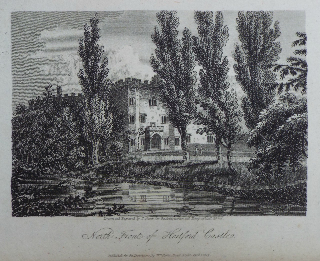 Print - North Front of Hertford Castle. - Storer