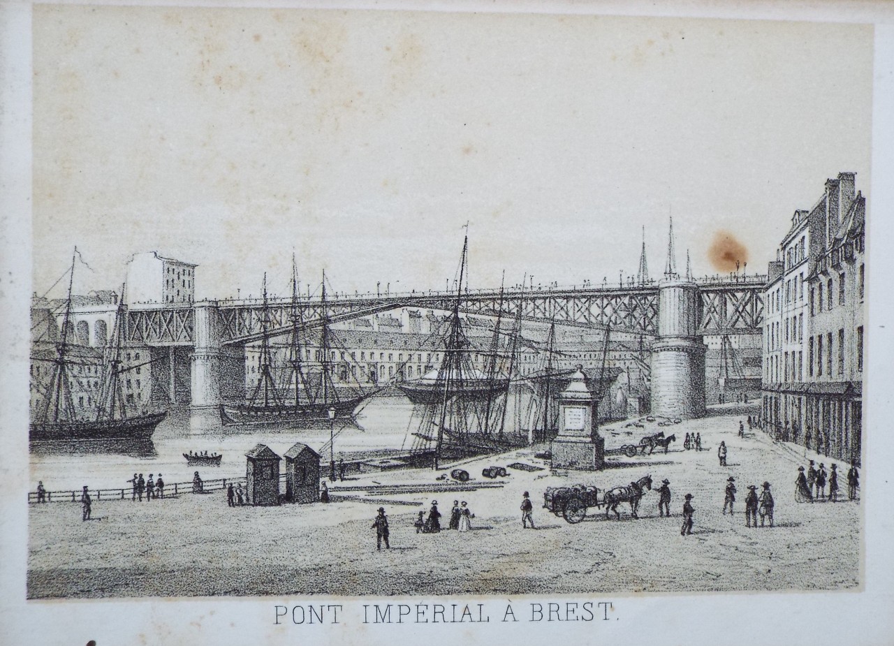 Lithograph - Pont Imperial a Brest.