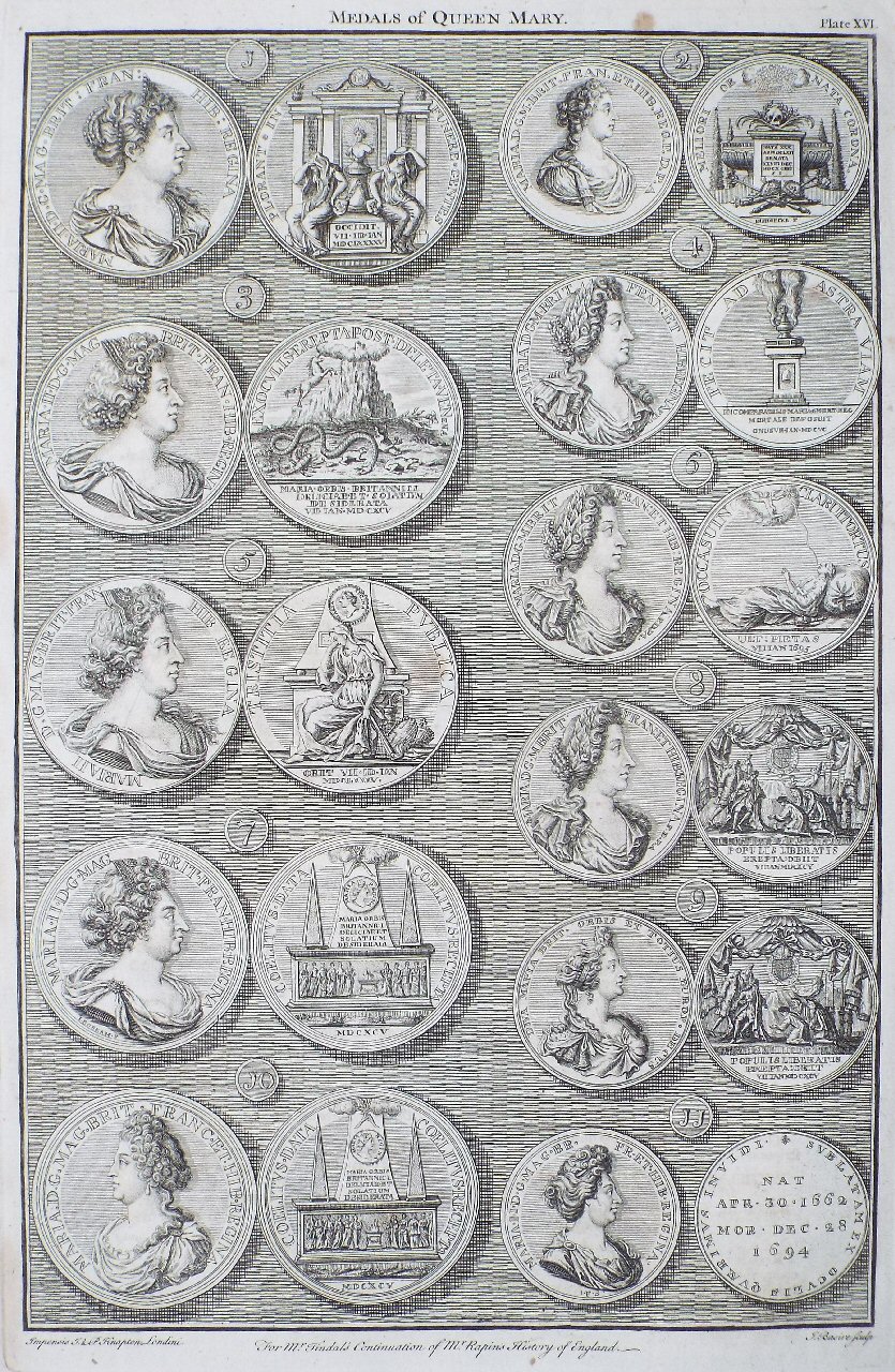 Print - Medals of Queen Mary. Plate XVI - Basire
