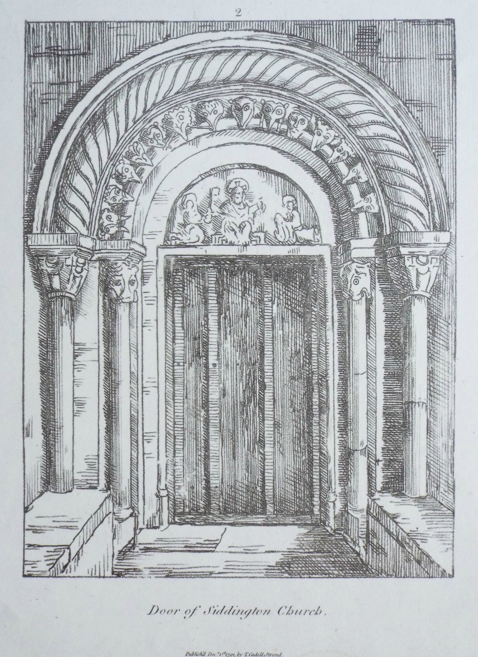 Etching - Door of Siddington Church.