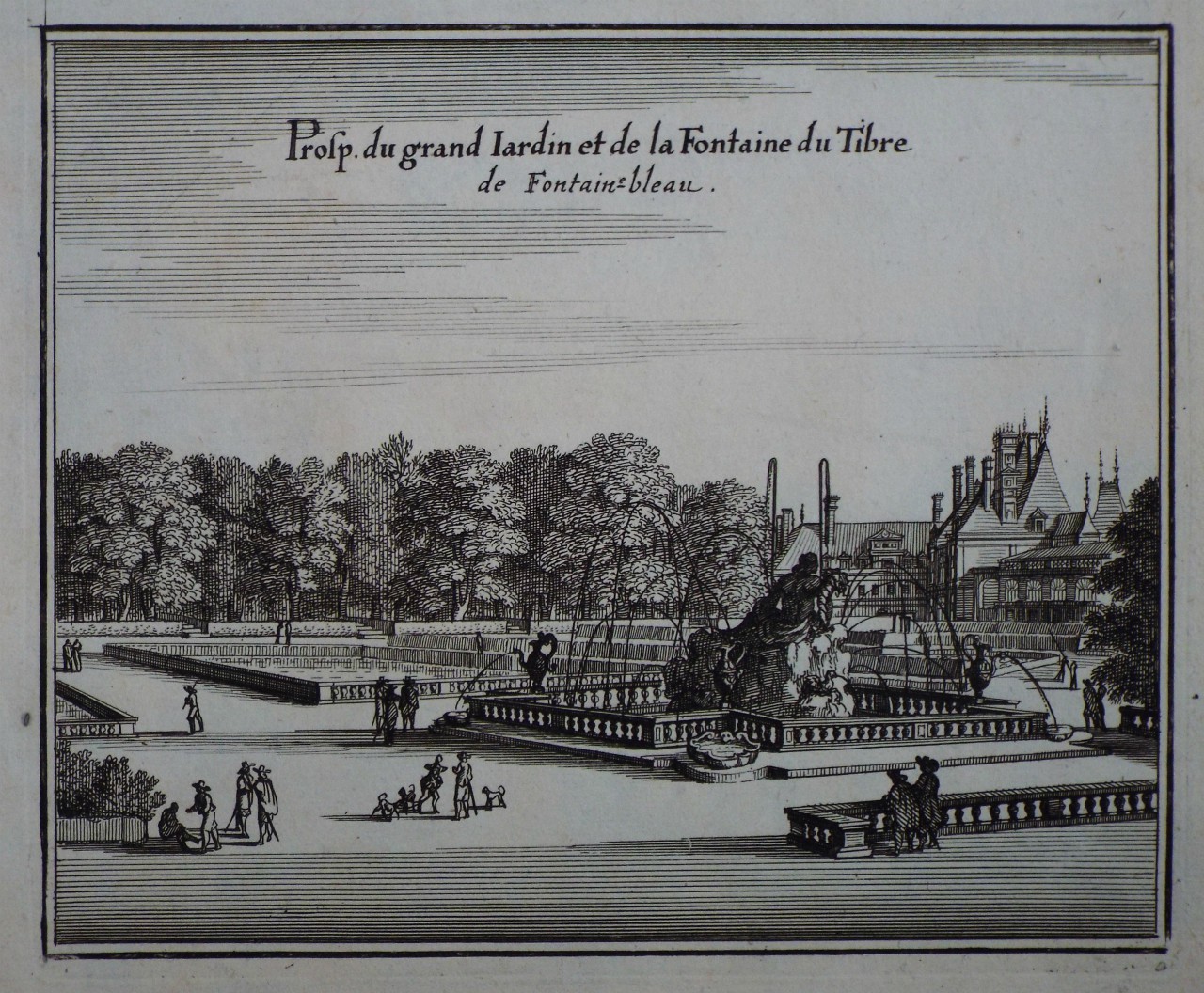 Print - Prosp. du grand Jardin et de la Fontaine du Tibre de Fontaine-bleau.