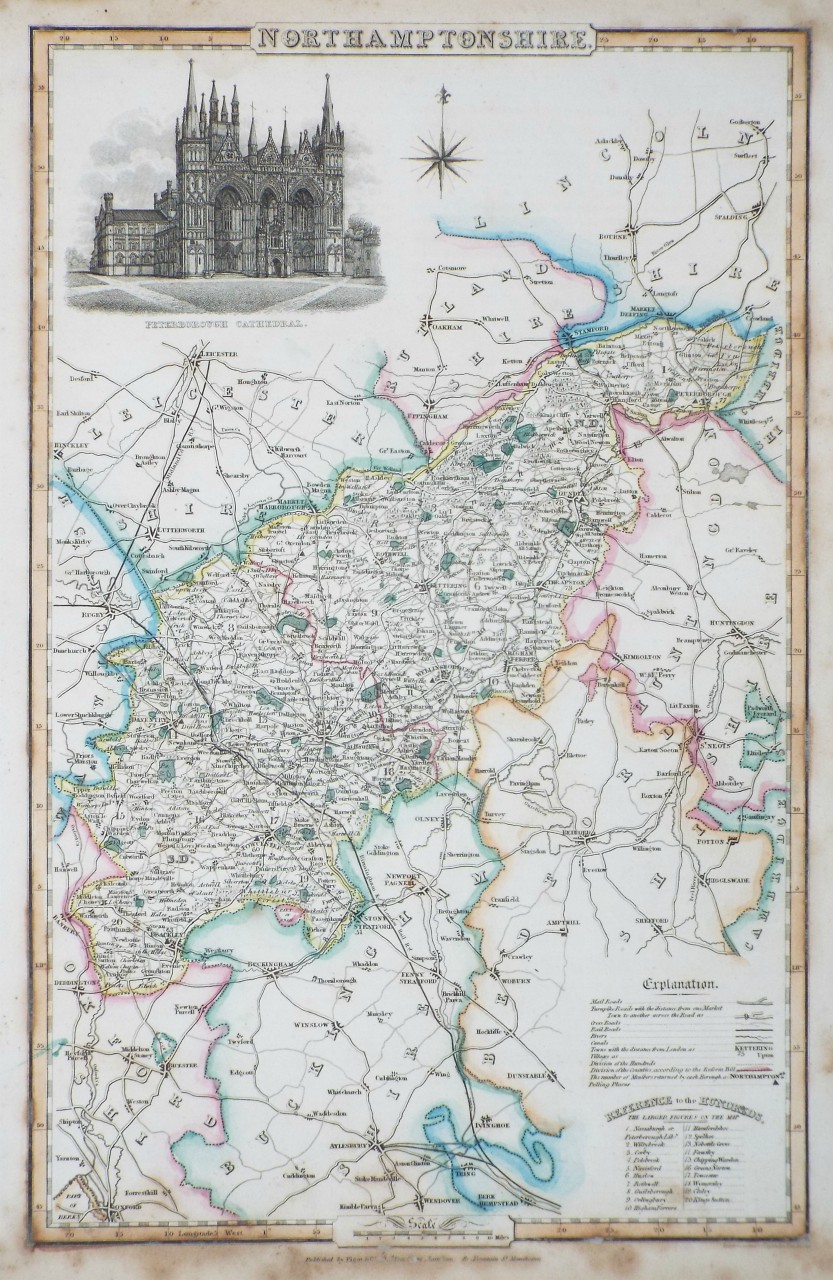 Map of Northamptonshire - Pigot