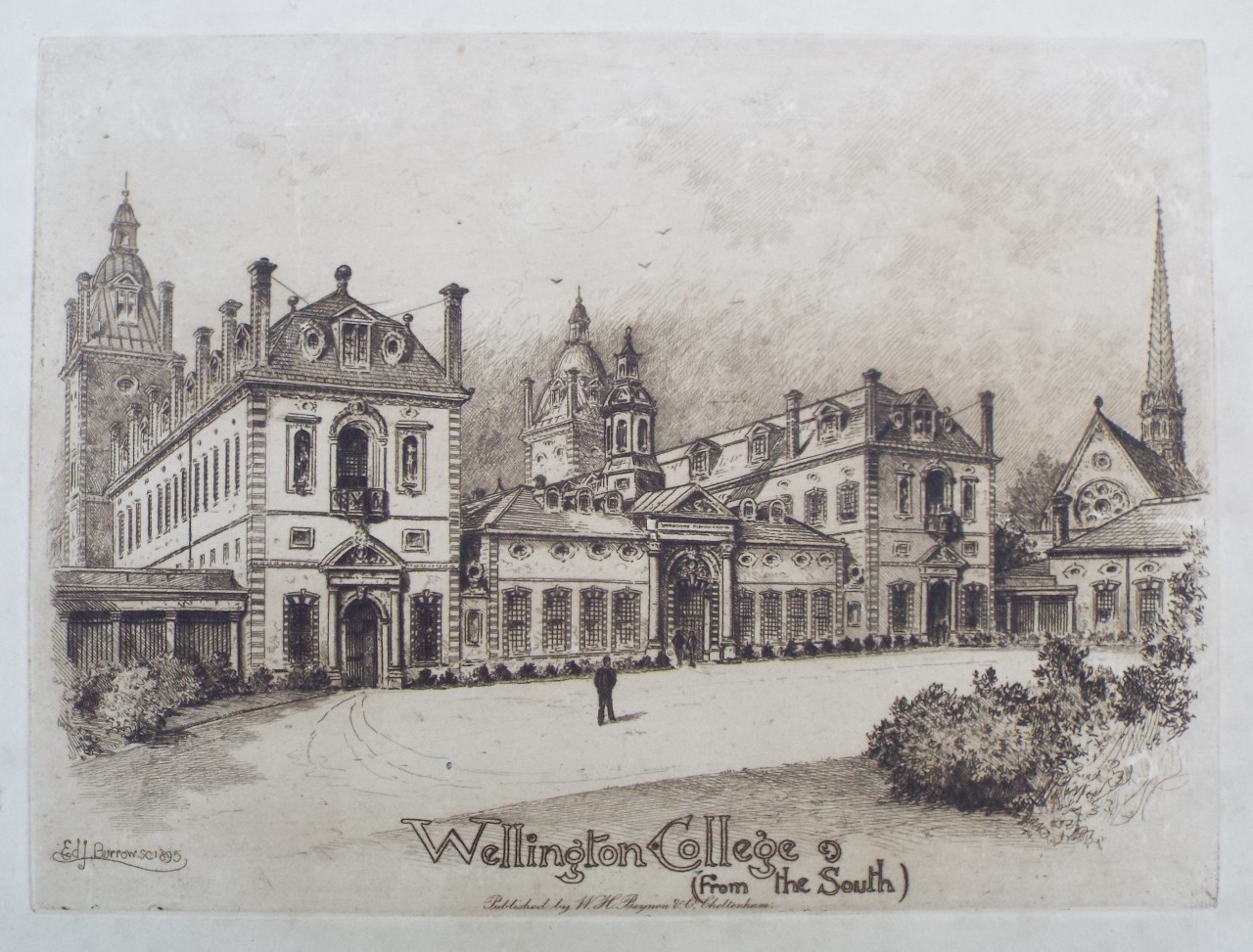 Etching - Wellington College. (from the South) - Burrow