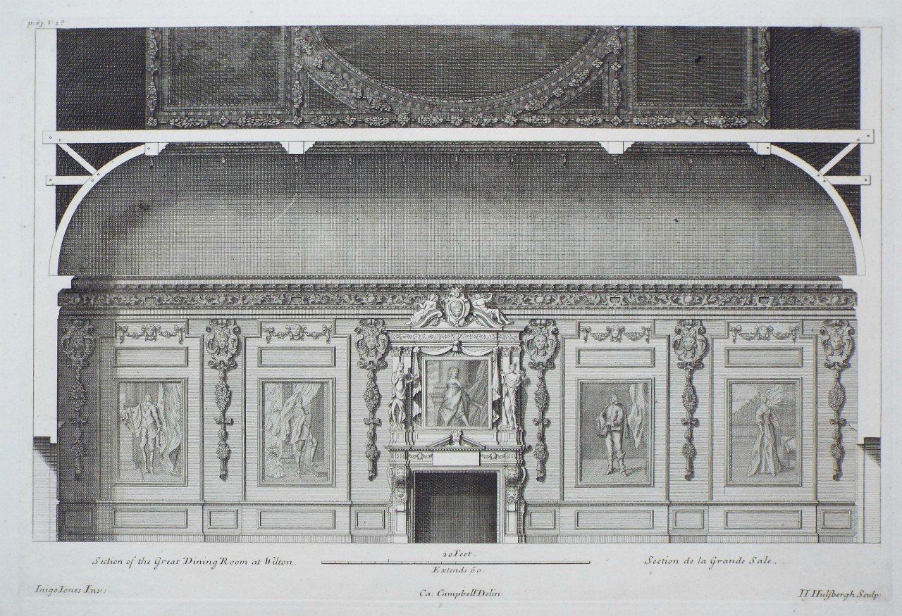 Print - Section of the Great Dining Room at Wilton. - Hulsbergh