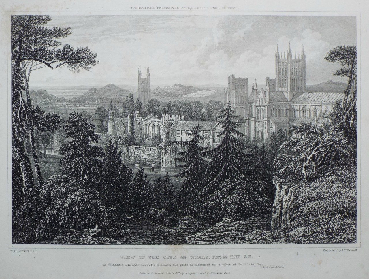 Print - View of the City of Wells, from the S.E. - Varrall