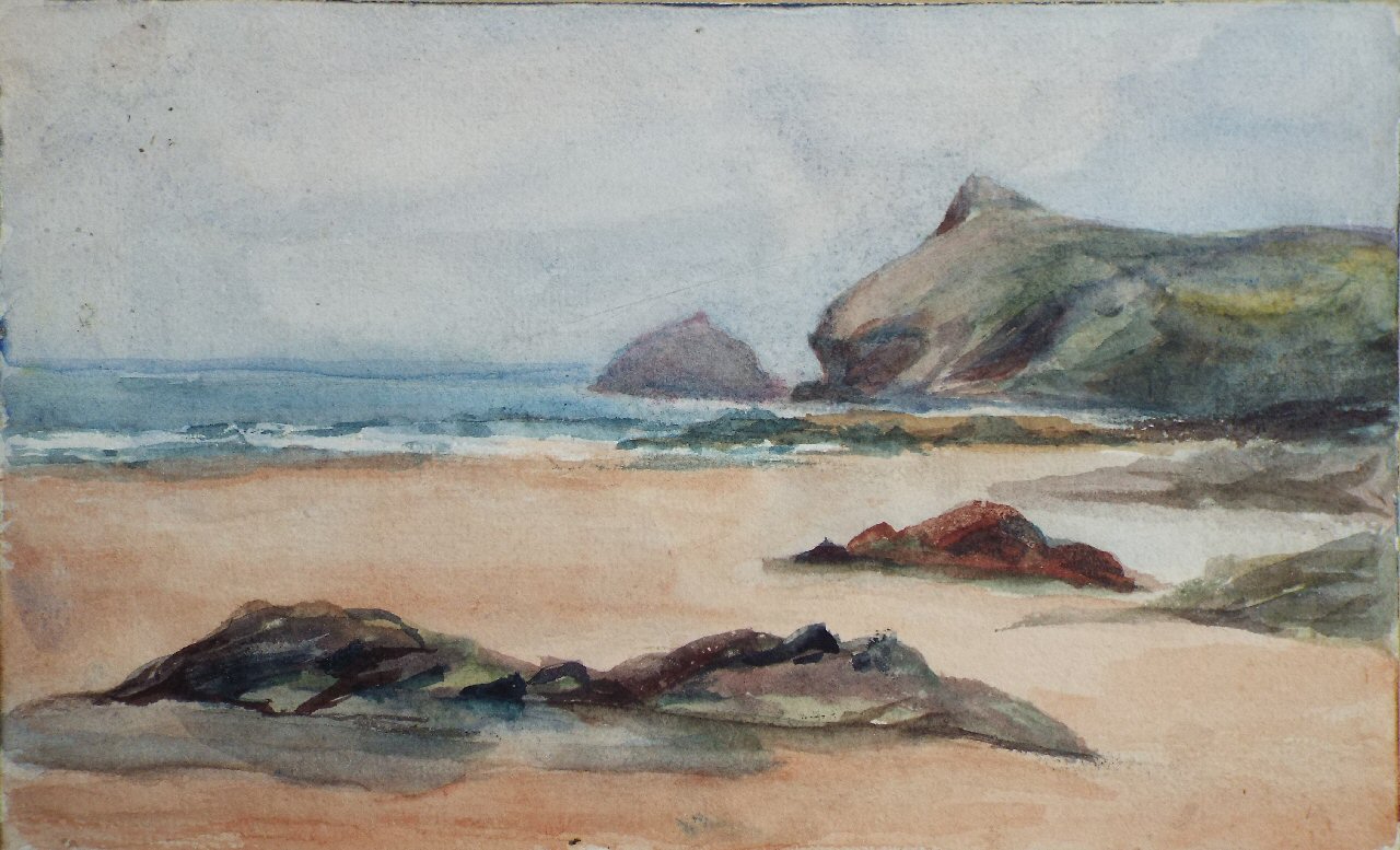 Watercolour - (Beach scene with rocks)