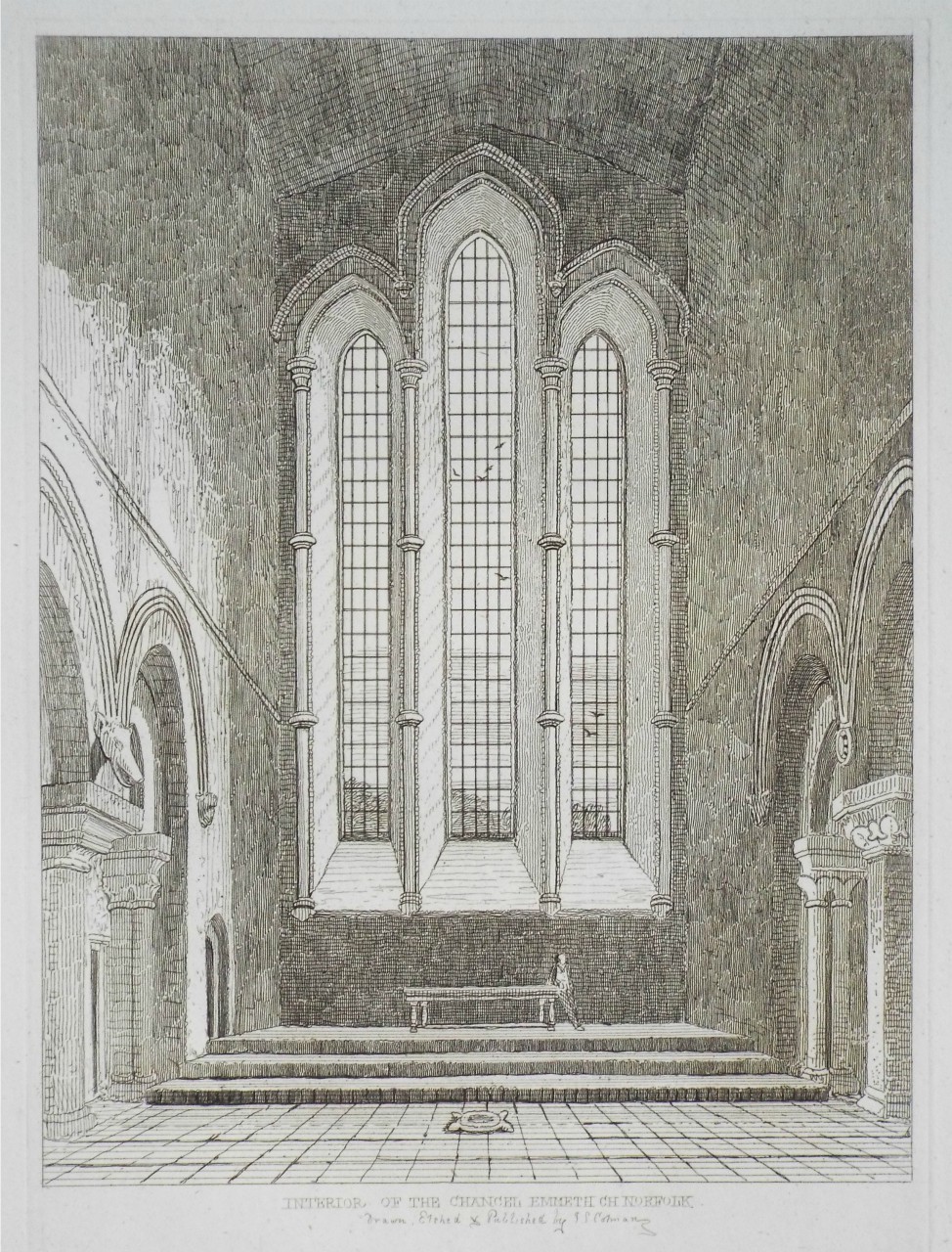 Etching - Interior of the Chancel, Emneth Ch. Norfolk - Cotman