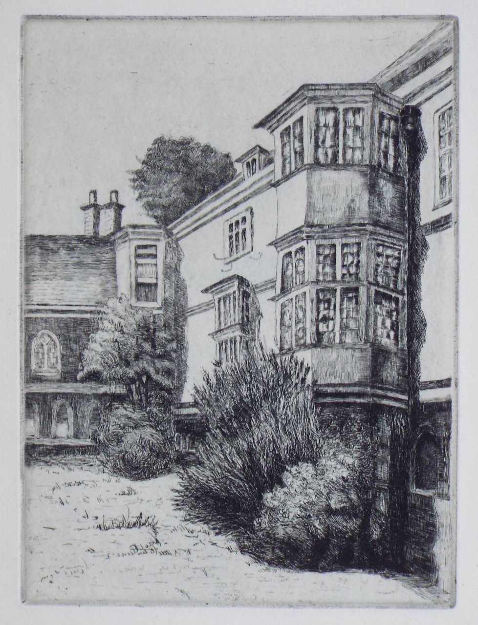 Etching - Queens' College Presiden's Lodge