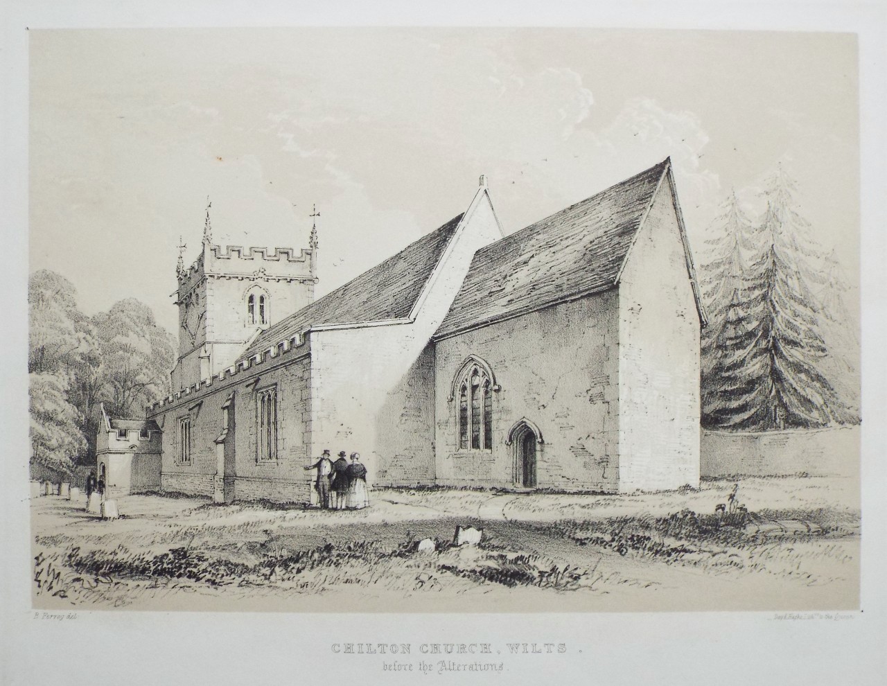 Lithograph - Chilton Church, Wilts