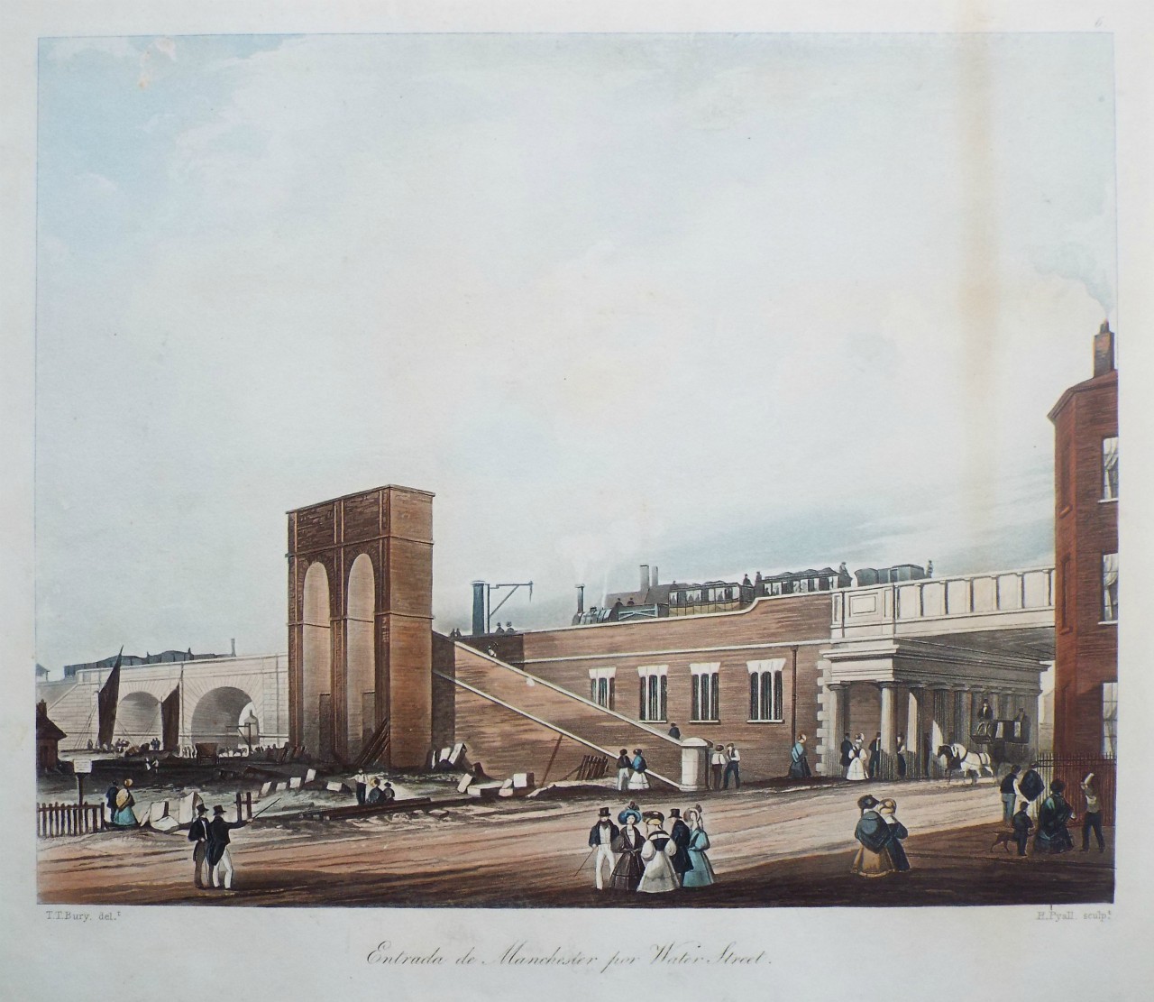 Aquatint - Entrada de Manchester por Water Street. - Pyall