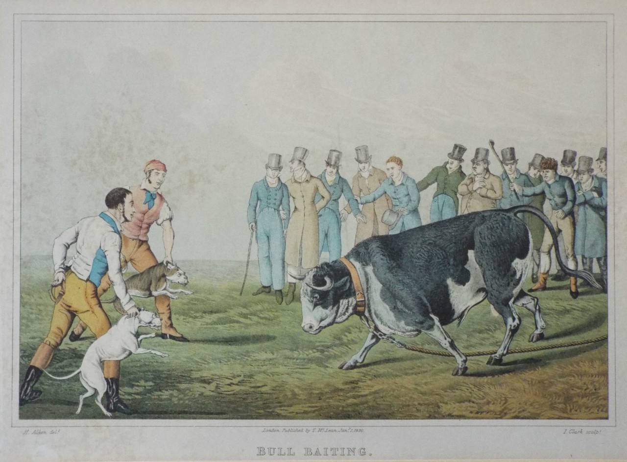 Aquatint - Bull Baiting. - Clark