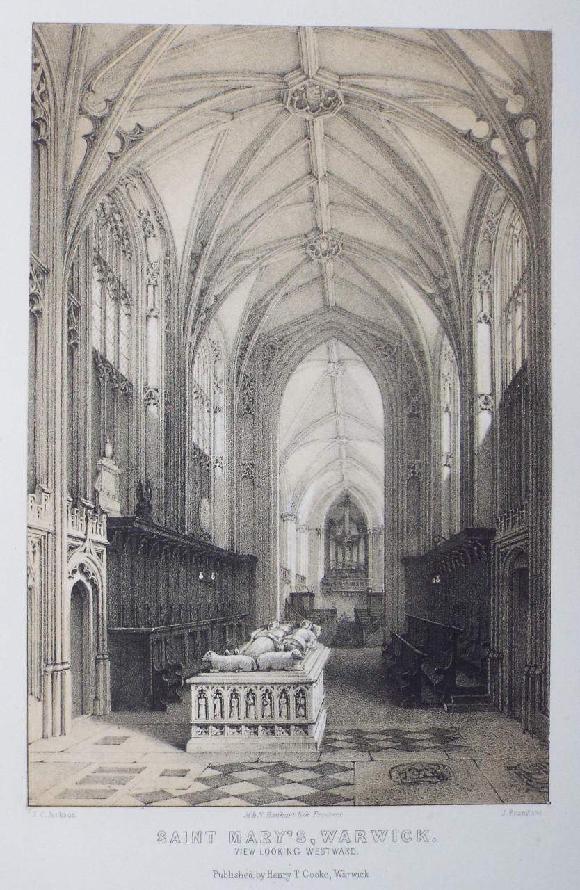 Lithograph - Saint Mary's, Warwick, View looking Wesrward. - Brandard