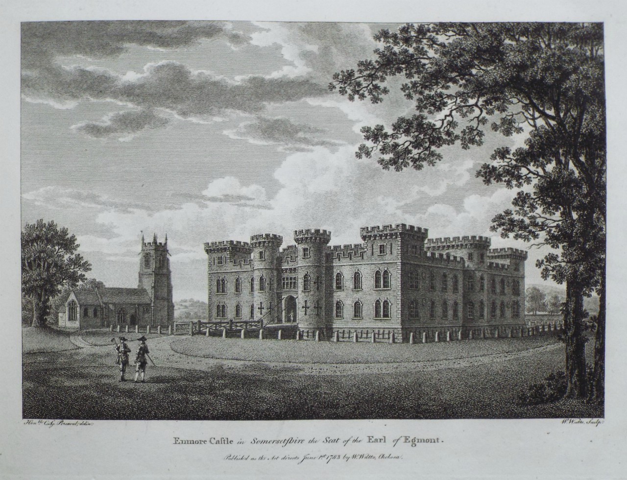 Print - Enmore Castle in Somersetshire, the Seat of the Earl of Egmont. - Watts