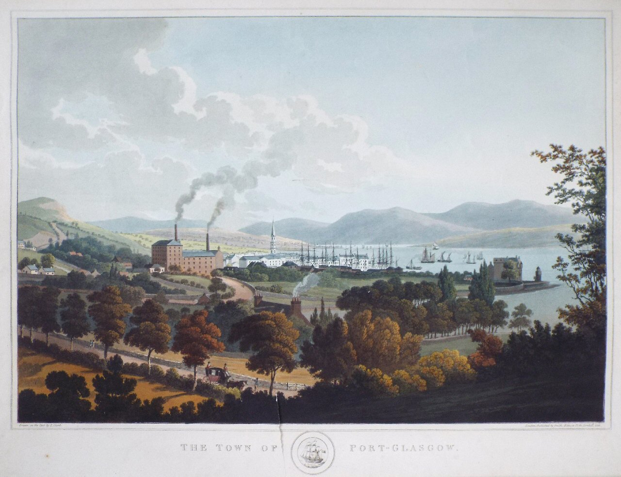 Aquatint - The Town of Port-Glasgow. - Clark