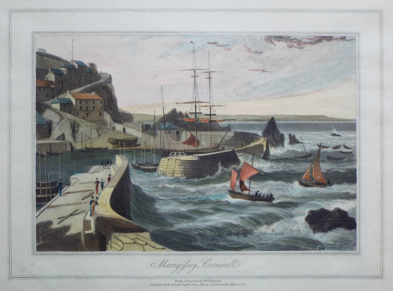 Aquatint - Mevagissy, Cornwall. - Daniell