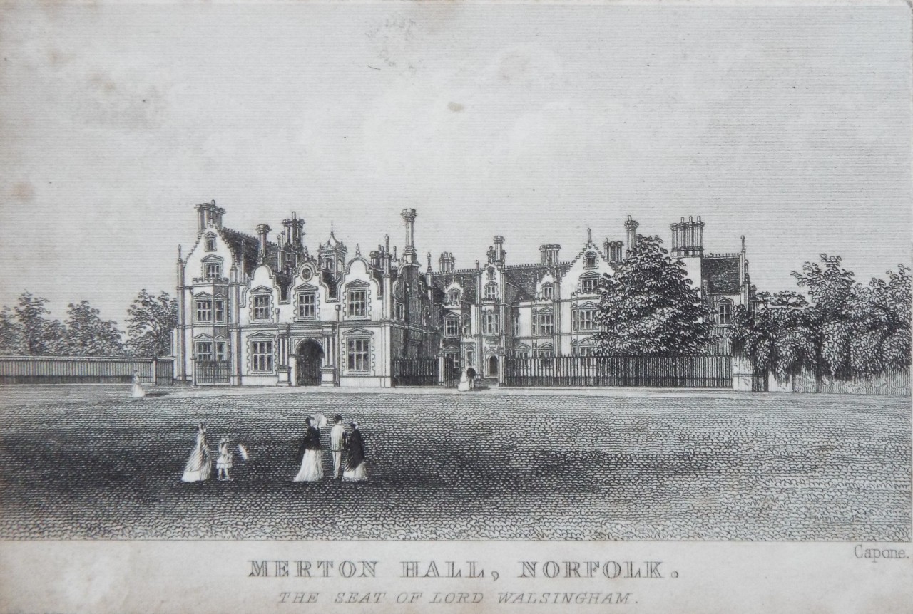 Print - Merton Hall, Norfolk. The Seat of Lord Walsingham. - 