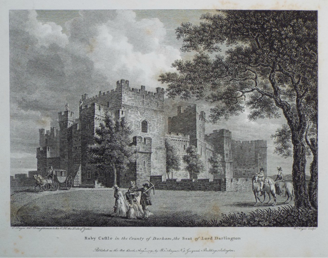 Print - Raby Castle in the County of Durham, the Seat of Lord Darlington. - Angus