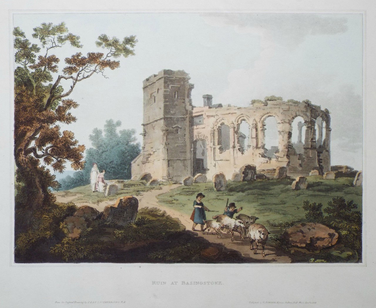 Aquatint - Ruin at Basingstoke. - Pickett