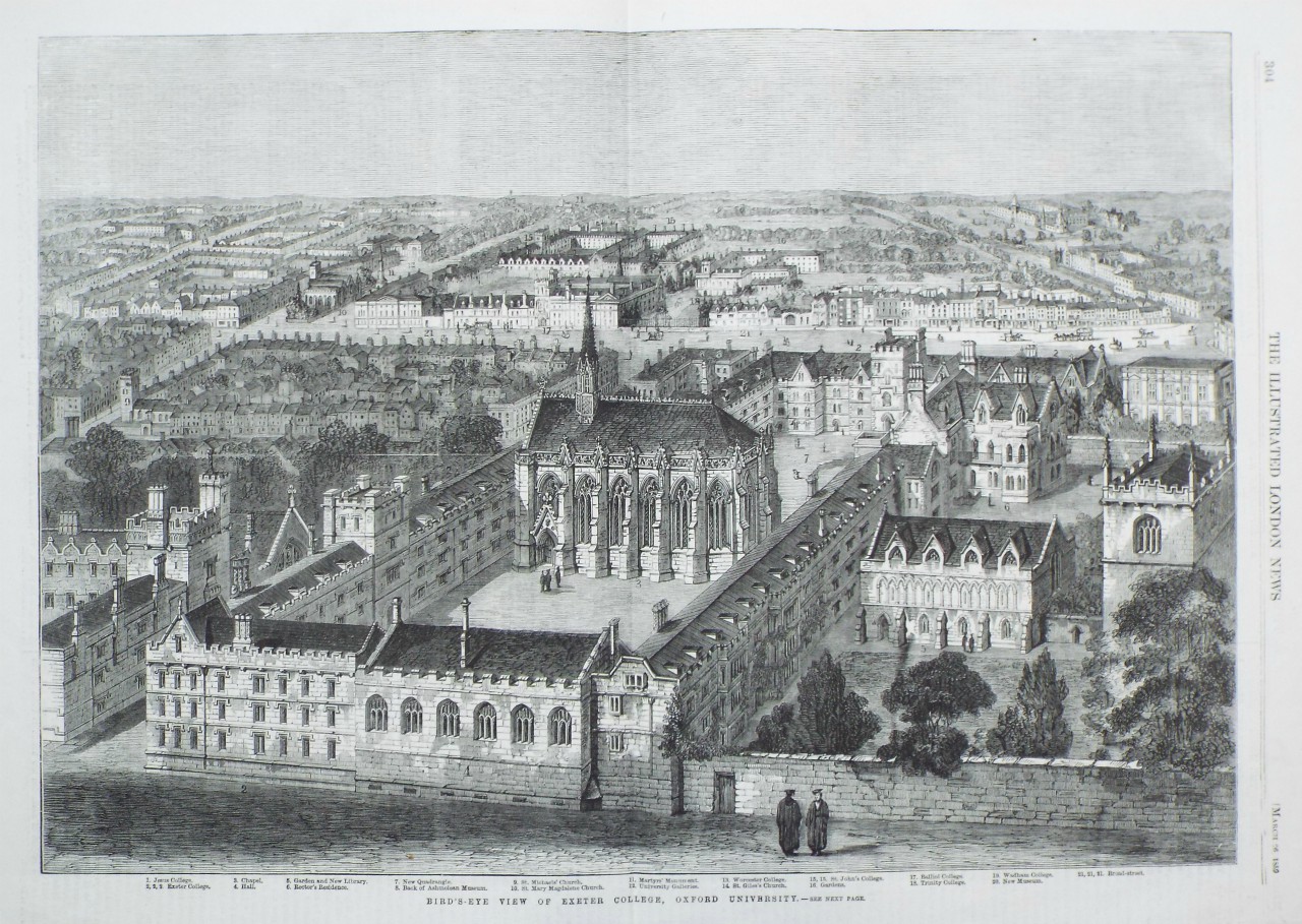 Wood - Birds Eye View of Exeter College, Oxford University.