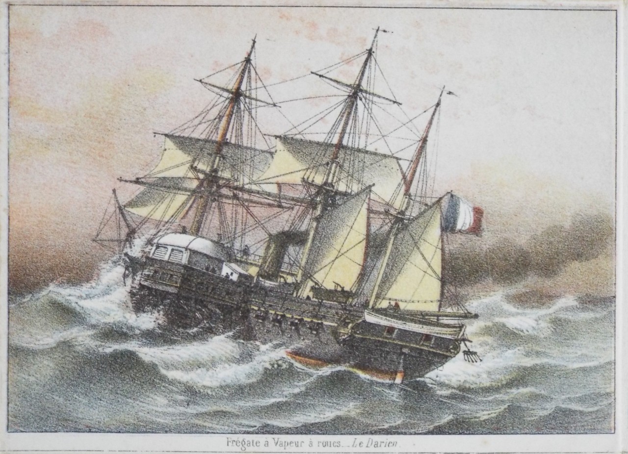 Lithograph - Fregate a Vapeur a roucs - Le Darien.