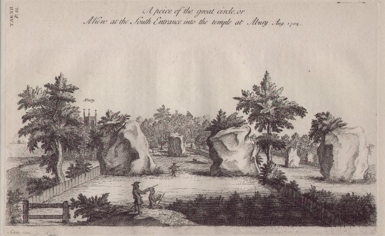Print - A piece of the great circle or a view of the South entrance into the temple of Abury Aug 1722