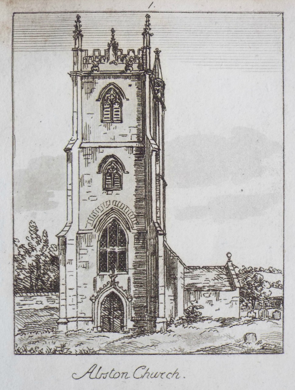 Etching with aquatint - Abston Church