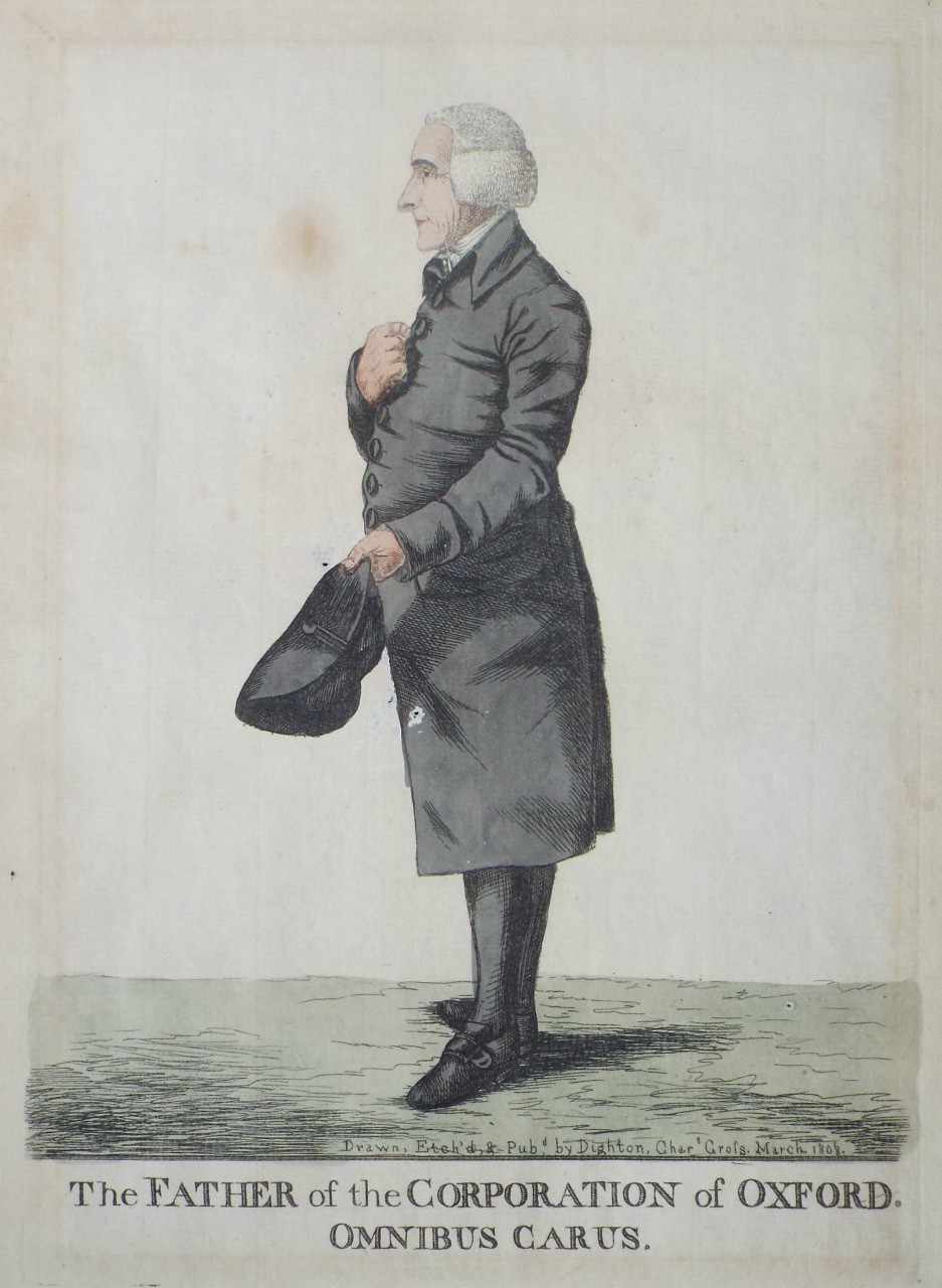 Etching - The Father of the Corporation of Oxford. Omnibus Carus. - Dighton