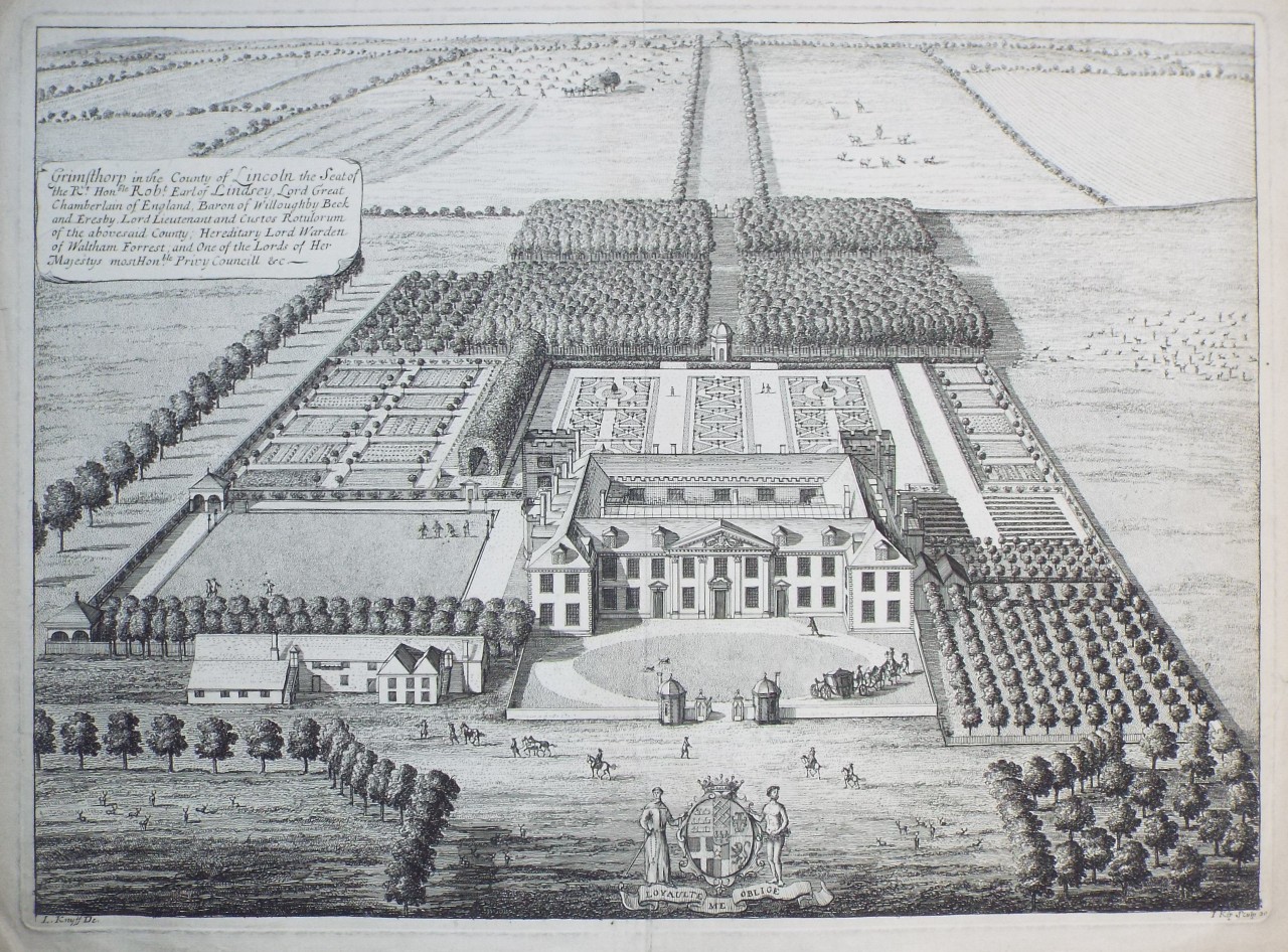Print - Grimsthorp in the County of Lincoln, the seat of the Rt Hon. Robert
Earl of Lindsey Lord Great Chamberlain of England, Lord Warden of 
Waltham Forrest etc - Kip