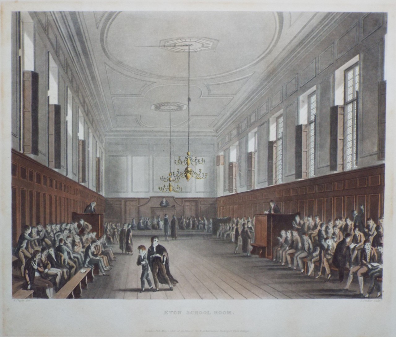 Aquatint - Eton School Room. - Stadler