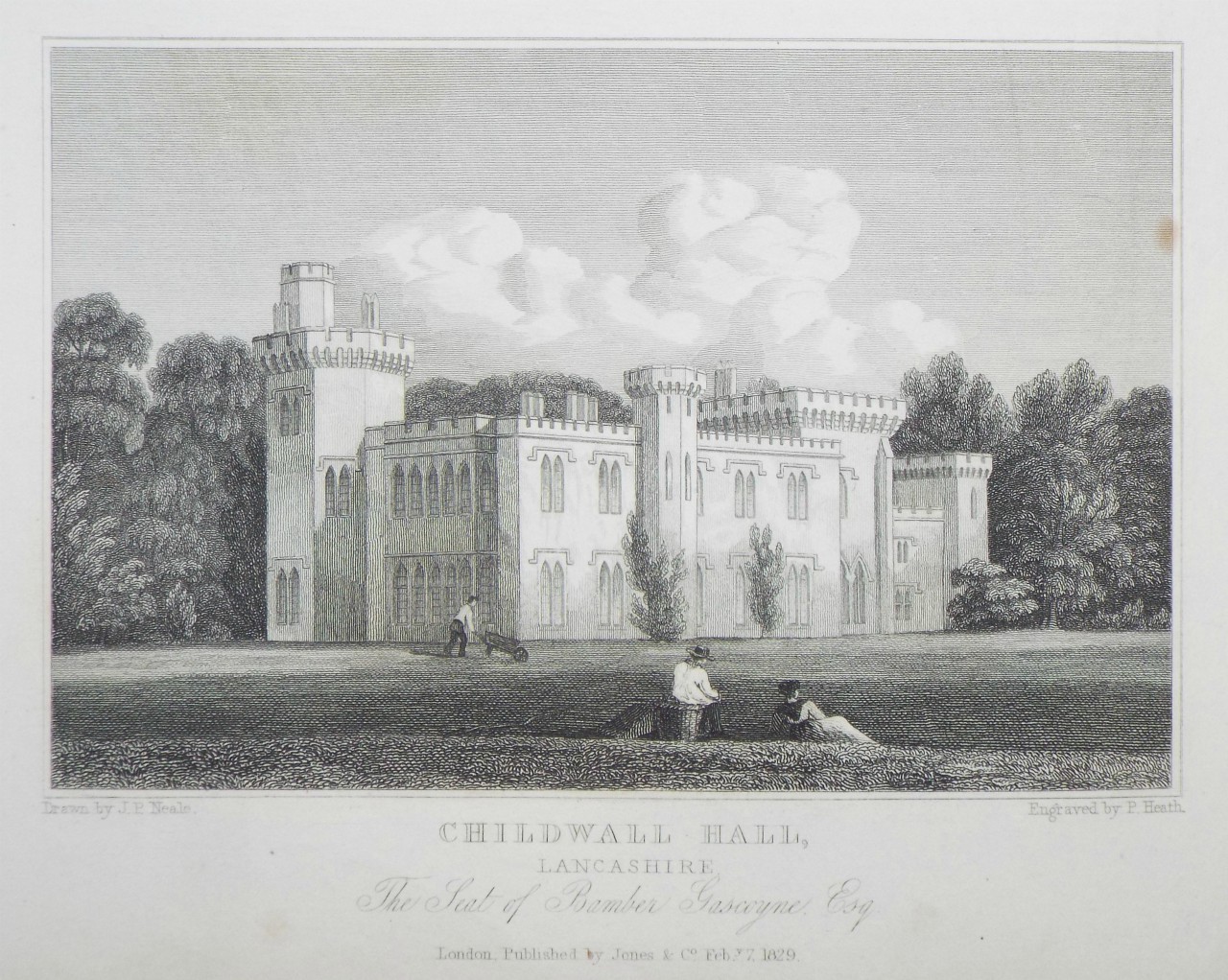 Print - Childwall Hall, Lancashire. The Seat of Bamber Gascoyne, Esq. - Heath