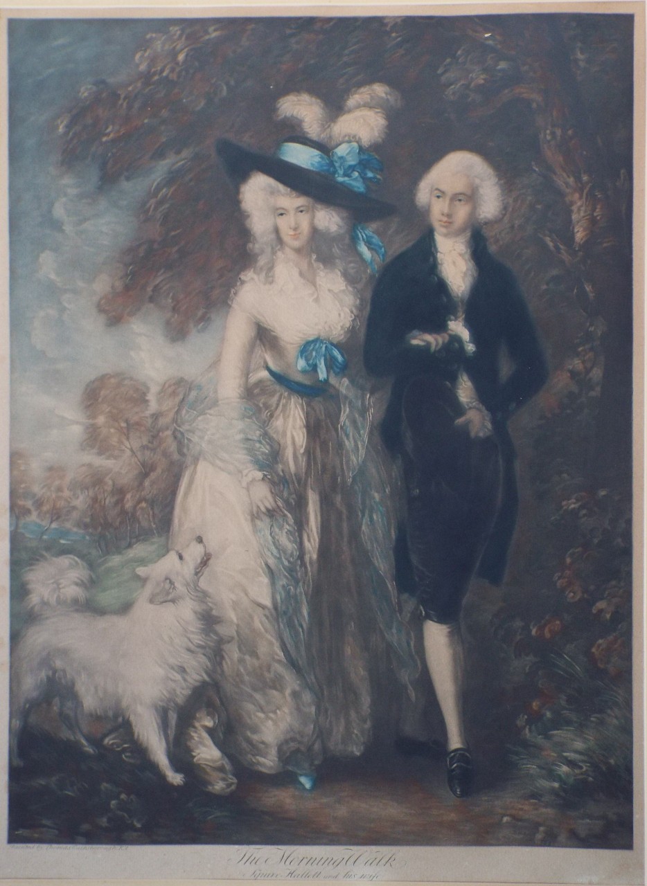 Mezzotint - The Morning Walk. Squire Hallett and his Wife.