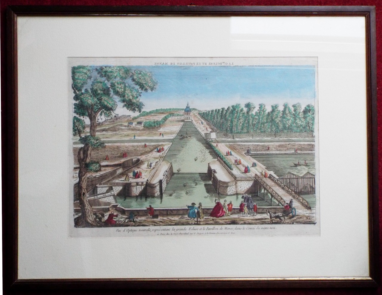 Print - Vue d'Optique nouvelle, representant la grande Ecluse et le Pavillon de Manse dans le Comte du meme non.